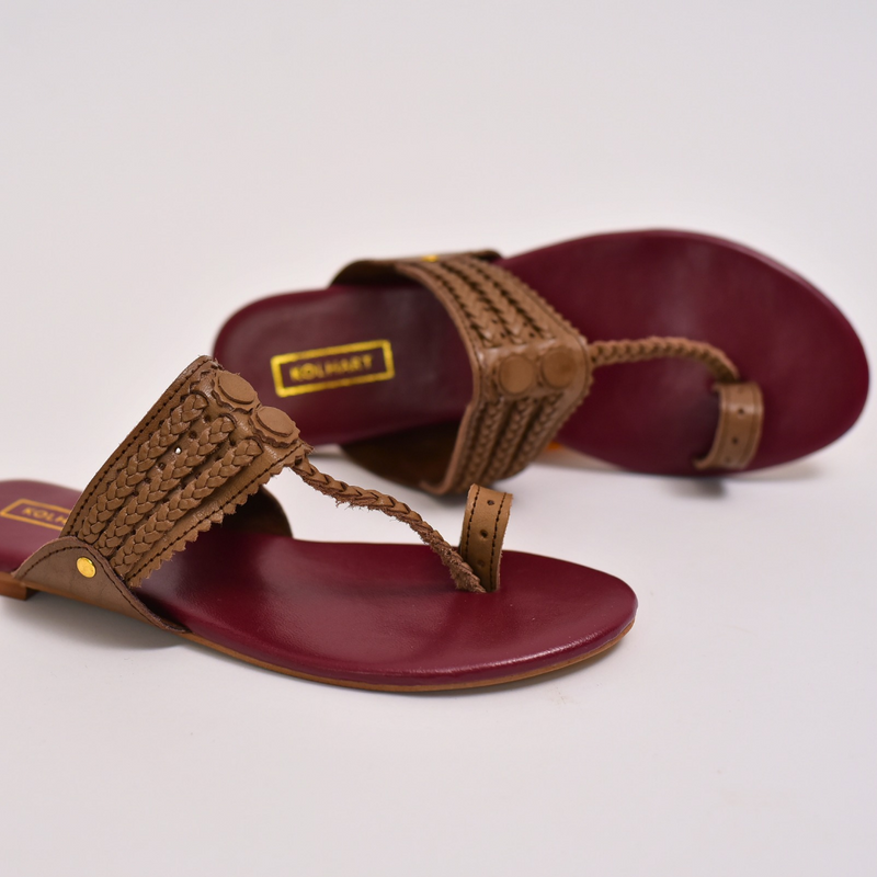 Brown leather flats 