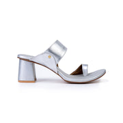 Silver block heels