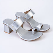 Silver block heels 