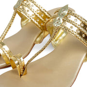 Kolhapuri gold block heel handmade in leather