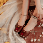 Handmade mahogany leather khussa mules 