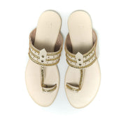 Kolhart flats AGARWOOD - WHITE AND GOLD KOLHAPURI CHAPPAL