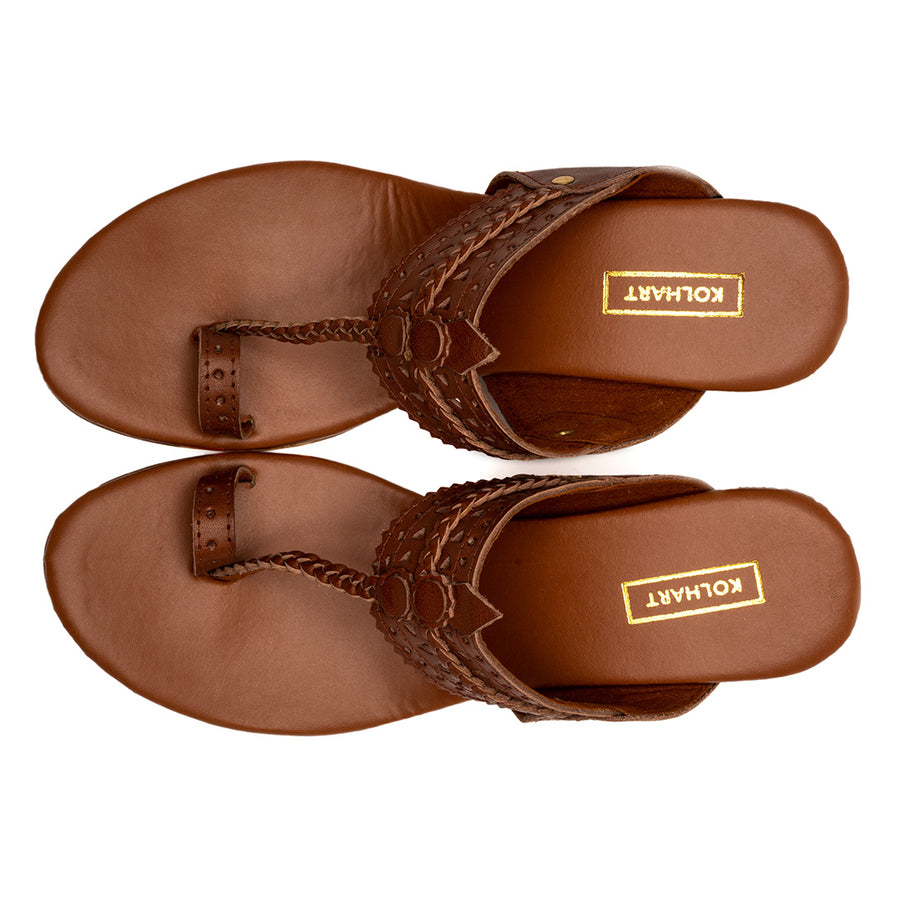 Kolhapuri block heel handmade in leather
