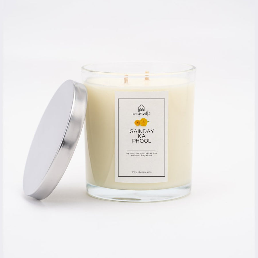 Marigold scented soy wax candle 