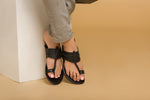 Black block heels for women 