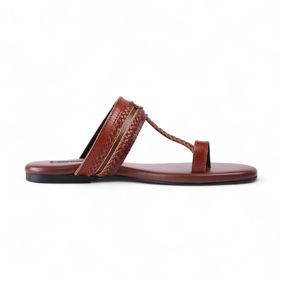 Raha brown leather chappal 
