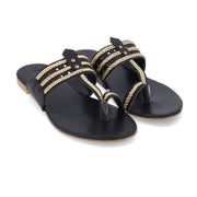Kolhart flats AGARWOOD - Black Nappa leather