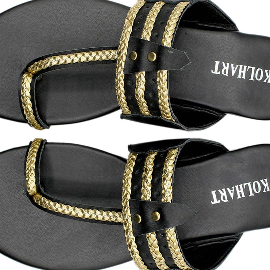Kolhart flats AGARWOOD - Black Nappa leather