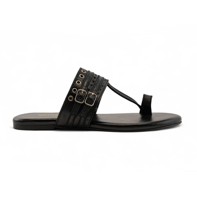 BEAT BLACK LEATHER SANDAL