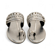 BEAT SILVER LEATHER SANDAL