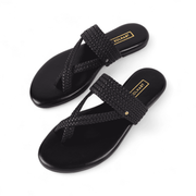 Samara | Black Braided Sandal in Leather