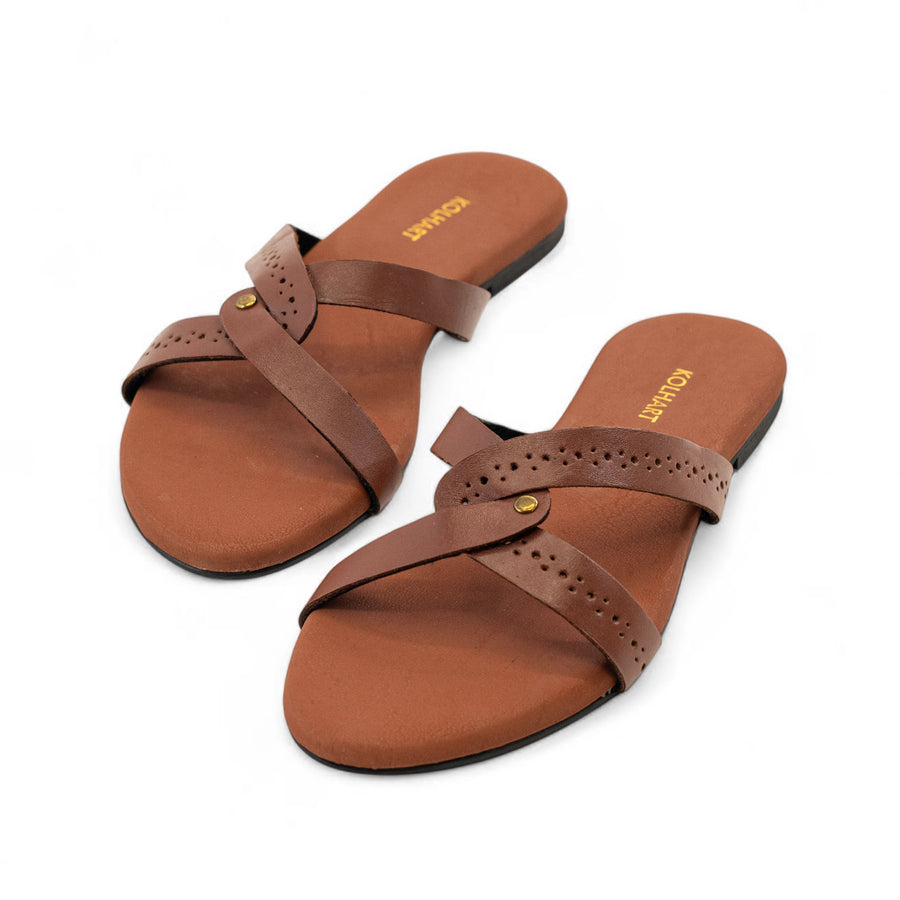 KARIS BROWN LEATHER SANDAL