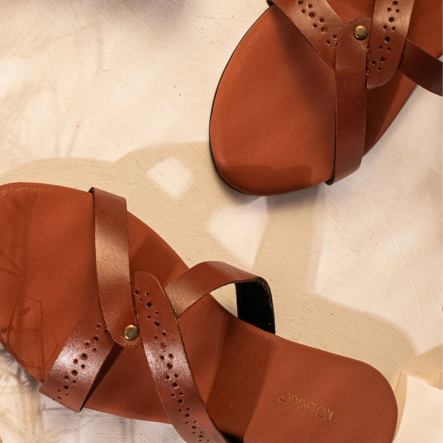 KARIS BROWN LEATHER SANDAL