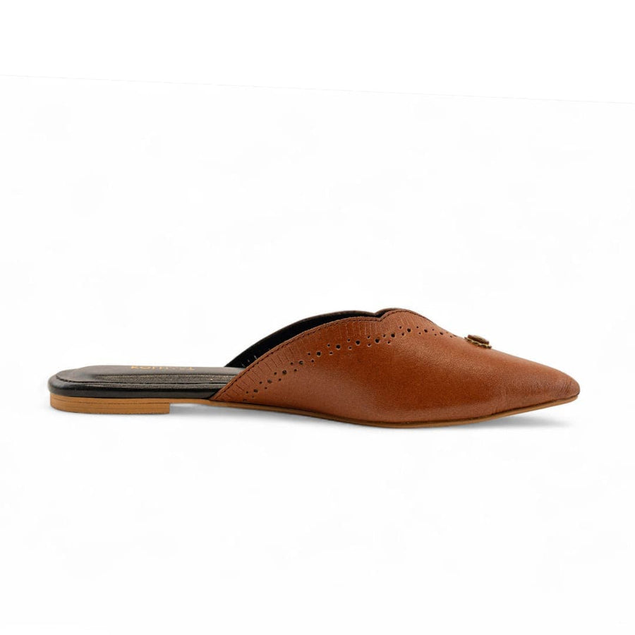 TAKTIL BROWN LEATHER MULE