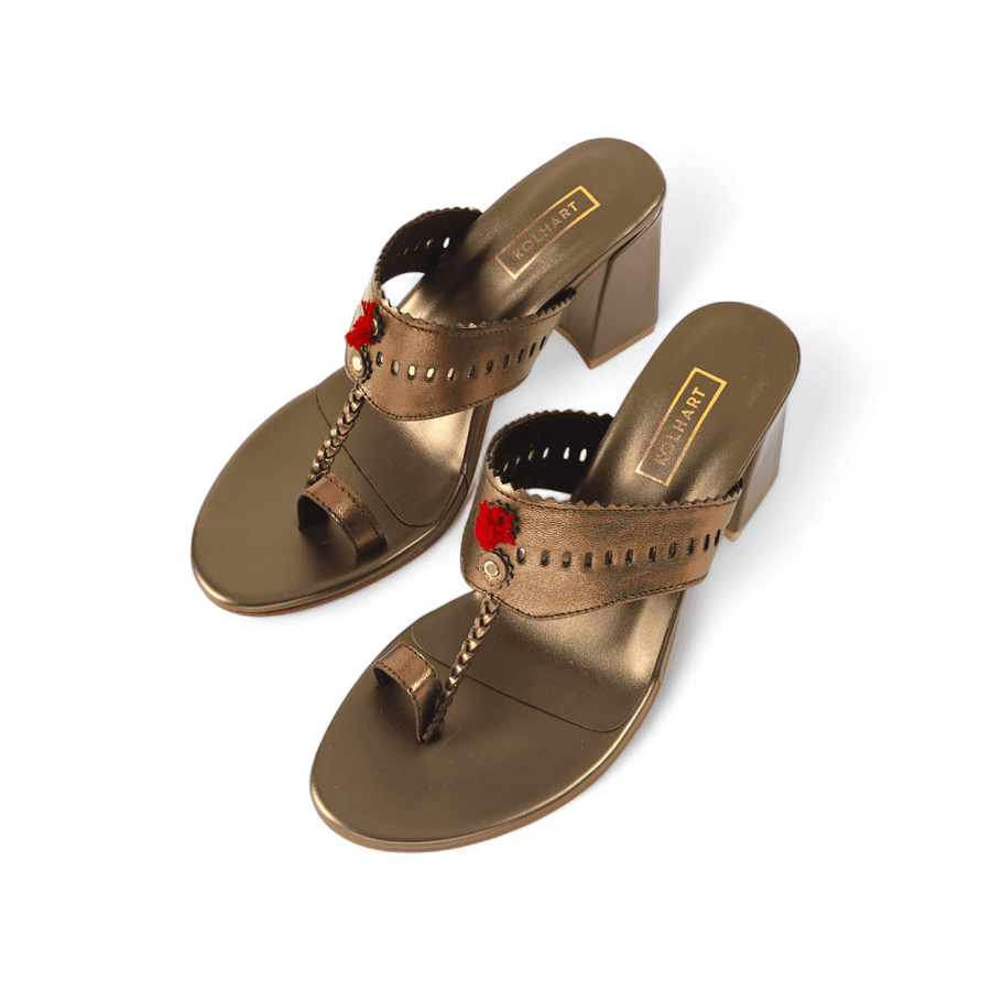 My Store MEHR COPPER LEATHER HEELS