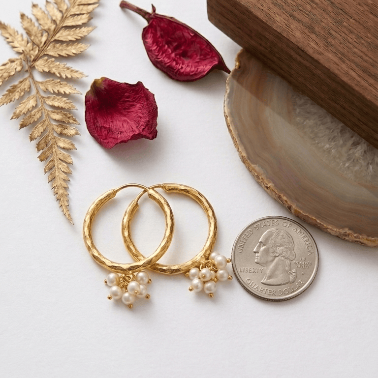 Charbagh Jewellery GOLD  HAMMERED HOOPS (BALIYAN)