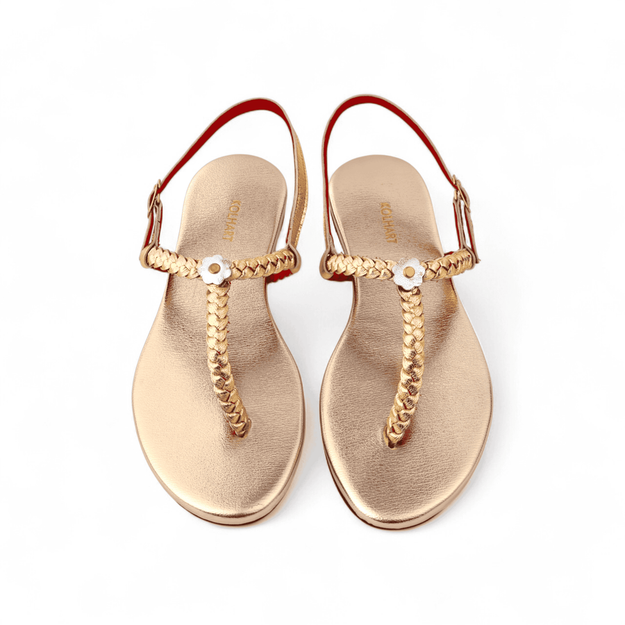 My Store Gold Braided Sandal in Leather