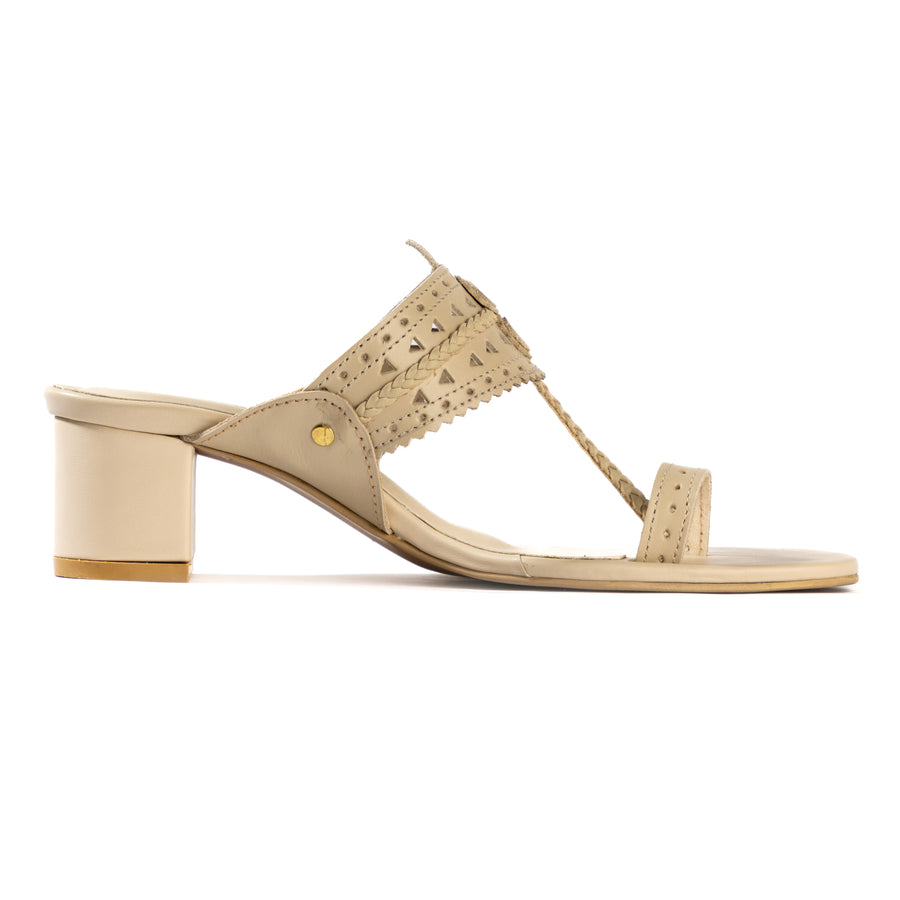  white block heel handmade in leather