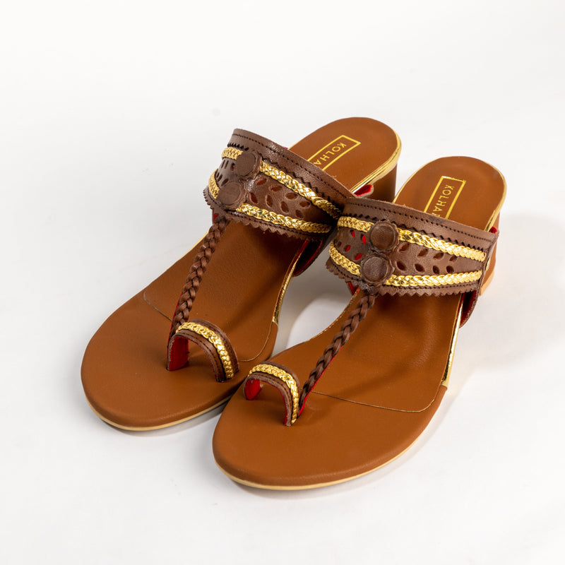 Block leather heels
