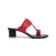 Red Nappa Block Heels 
