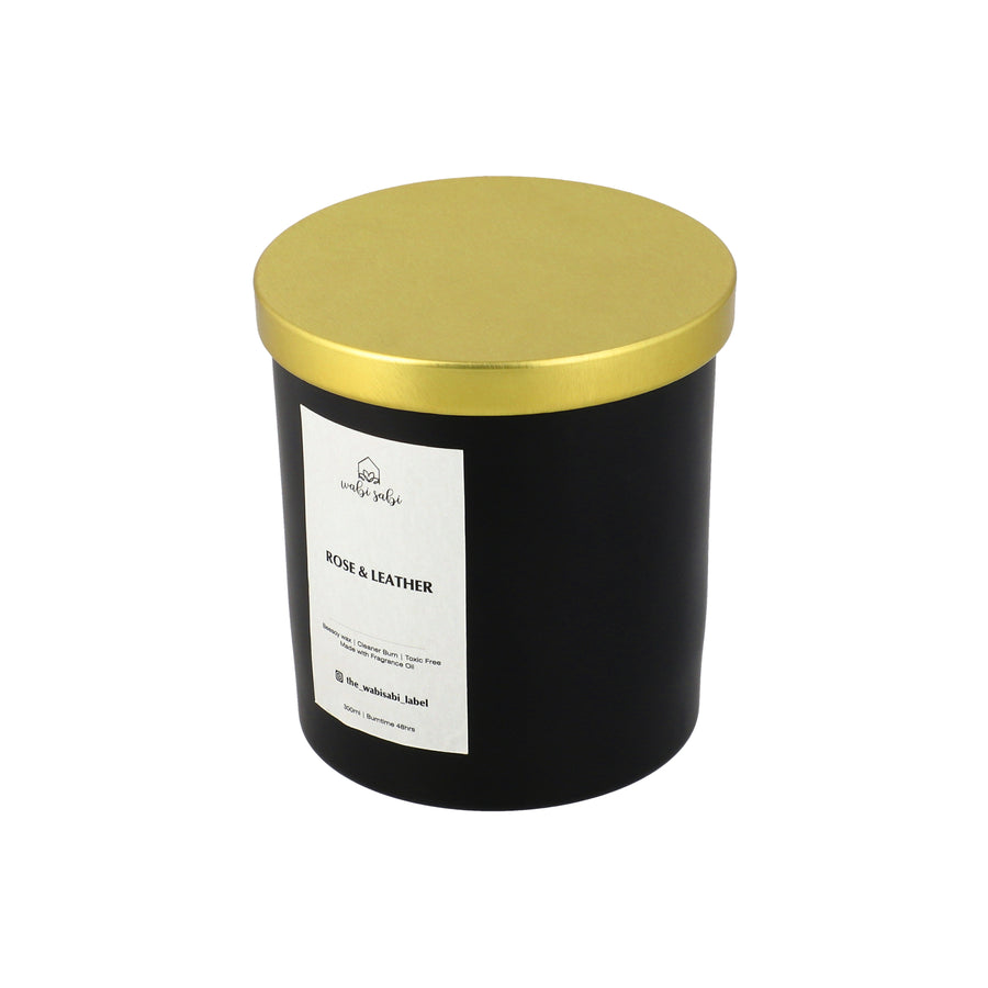 rose and leather handpoured scented candle