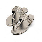 BEAT SILVER LEATHER SANDAL