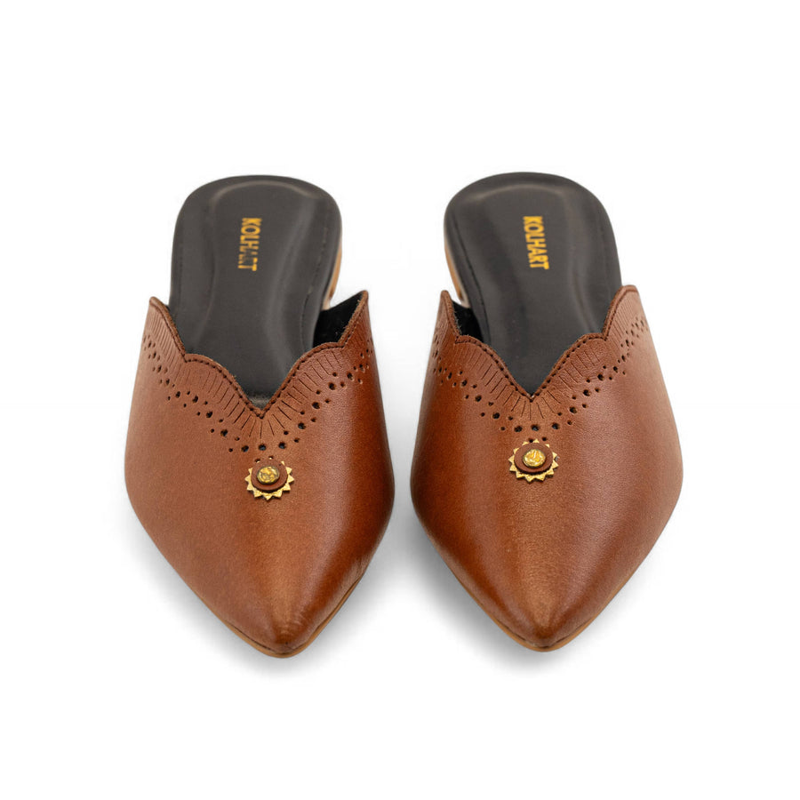 TAKTIL BROWN LEATHER MULE