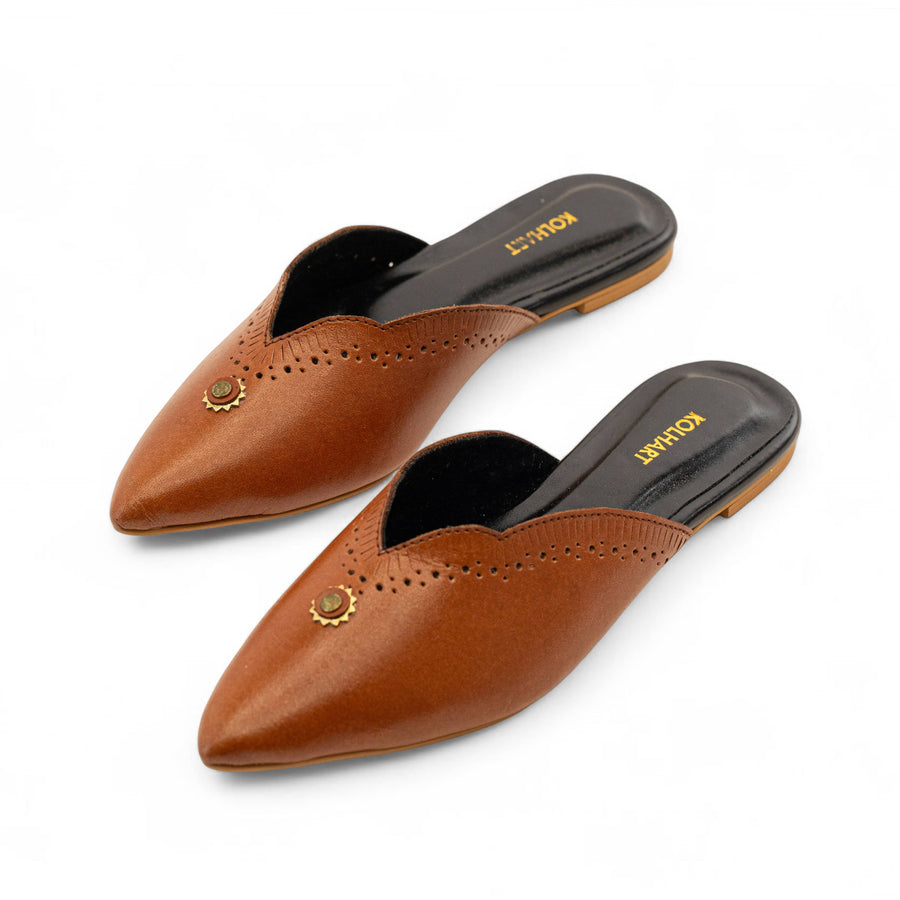 TAKTIL BROWN LEATHER MULE