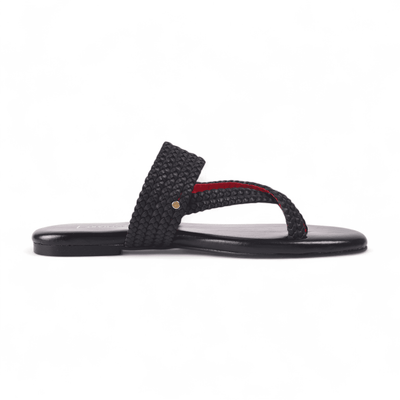 My Store Samara | Black Braided Sandal in Leather