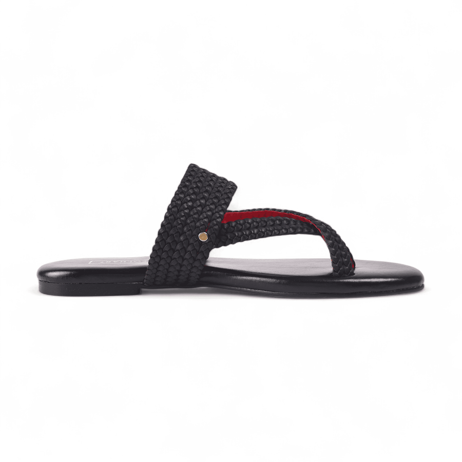 Samara | Black Braided Sandal in Leather
