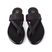 Samara | Black Braided Sandal in Leather