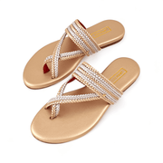 Samara | Metallic Braided Sandal in Leather