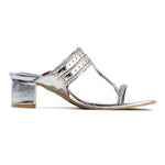 Silver block heels 