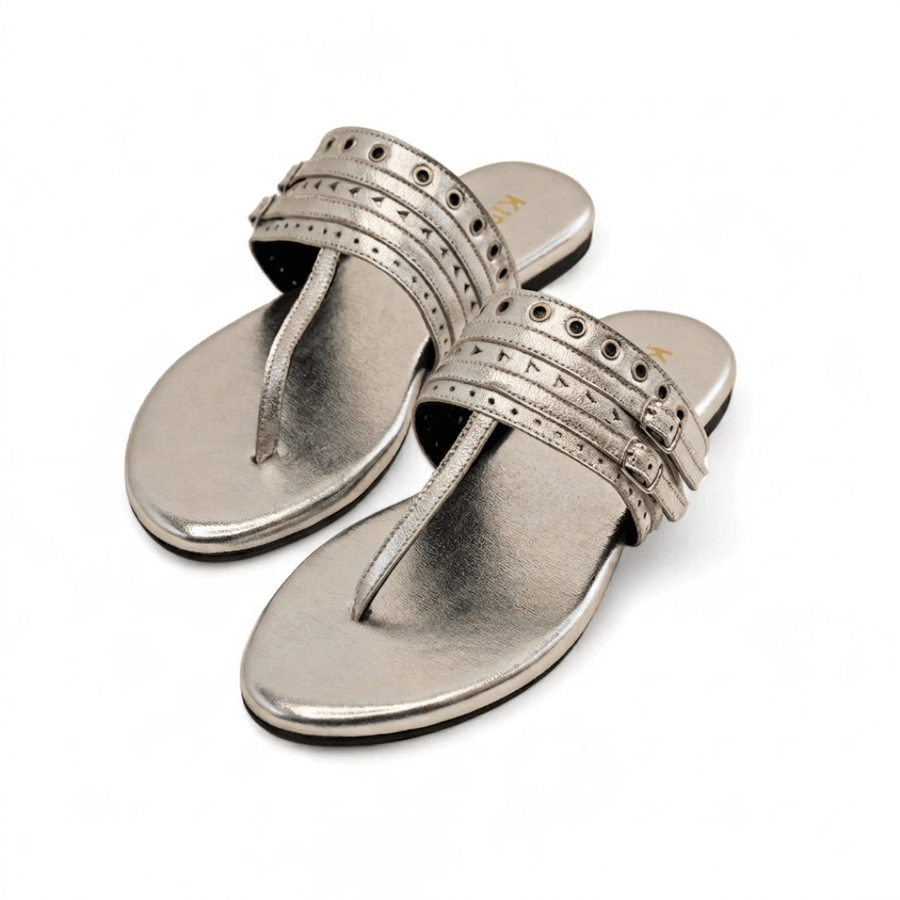 BEAT SILVER LEATHER SANDAL