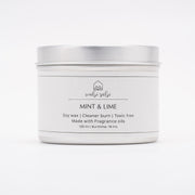 mint and lime scented candle handpoured in beeswax